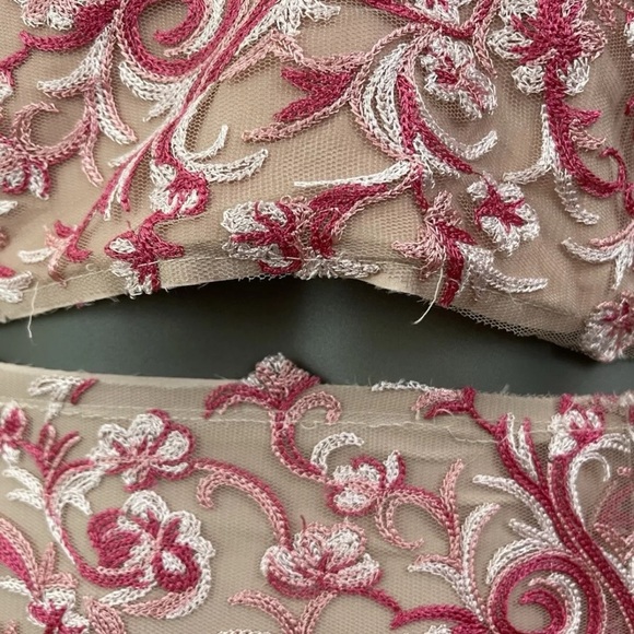 BCBG Maxazria Formal Dress 8 Pink Floral Embroidery Long Sexy Princess Prom - Picture 6 of 16